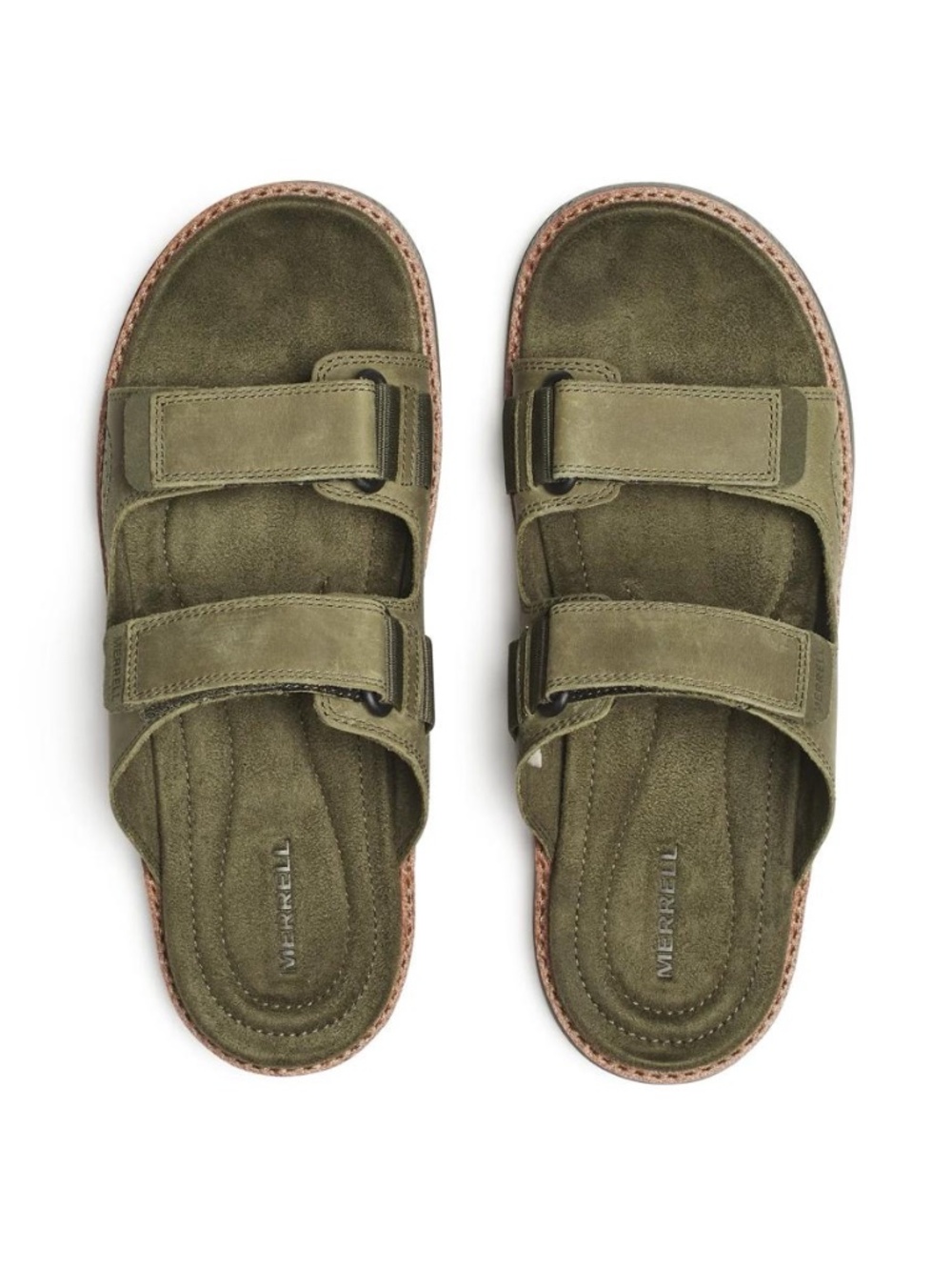 Merrell Mens Cove Leather Slide Sandals US size 12 in Dark Moss Green NIB